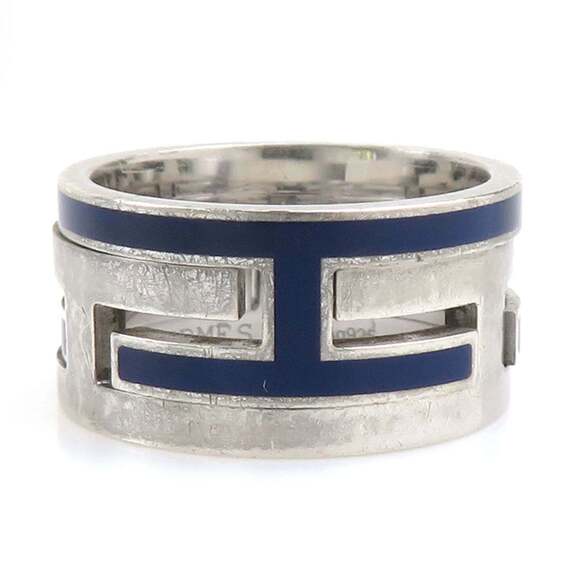 Hermes Hermès Move Ash Ring in Silver 925 with Enamel and Blue Accents Women...